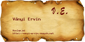 Ványi Ervin névjegykártya
